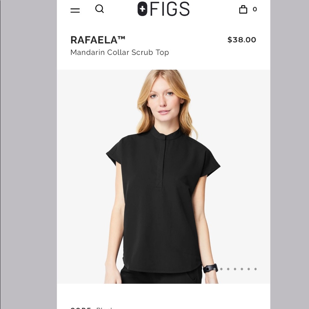 Rafaela Mandarin Figs Scrub Top Black